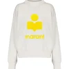 MARANT ÉTOILE Sweatshirt Moby Coton Écru Jaune grande promotion 17