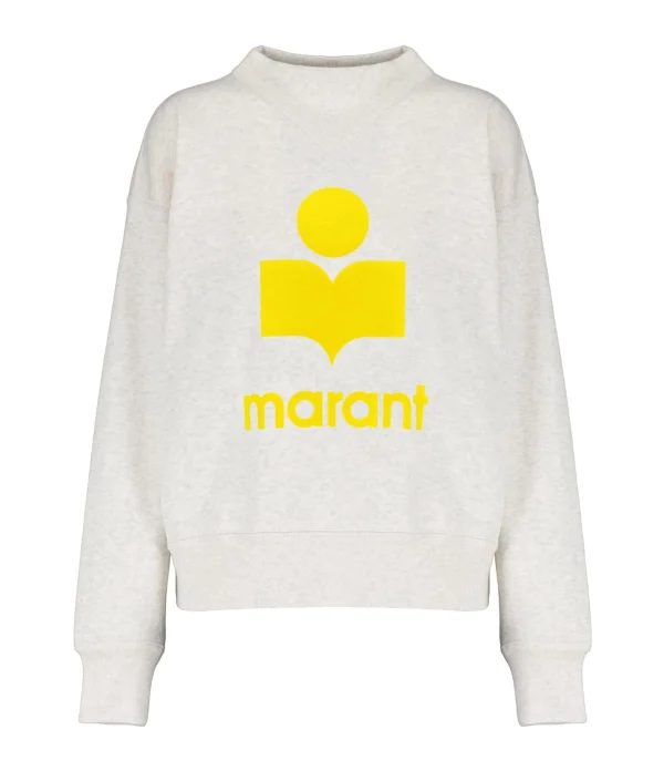 MARANT ÉTOILE Sweatshirt Moby Coton Écru Jaune grande promotion 1