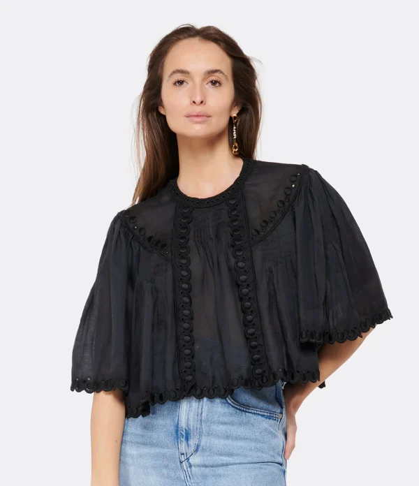 Isabel Marant Top Ogalice Ramie Noir france 4