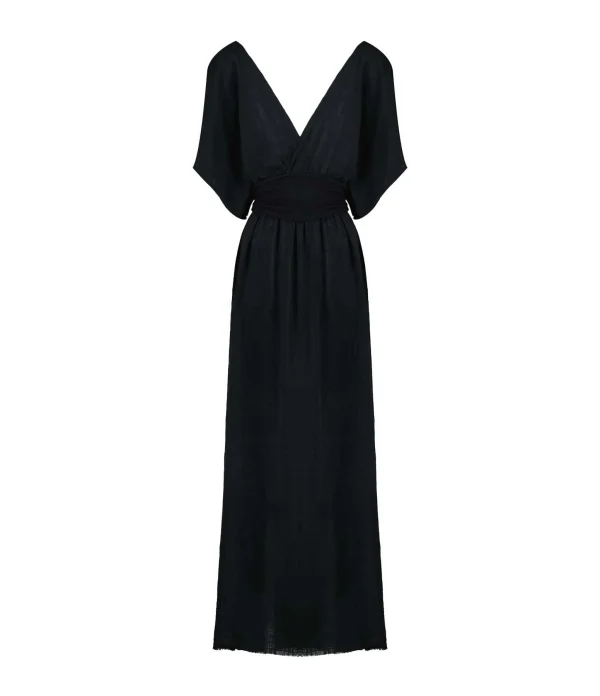 meilleure qualité MAISON SAINT JULIEN Robe Empire Longue Coton Noir 1