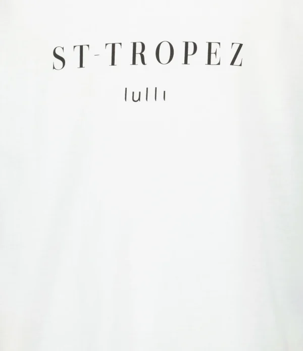 Tee-shirt Lulli St-Tropez Col V Coton Bio Blanc, Collaboration Jeanne Vouland X Lulli acheter en ligne 3