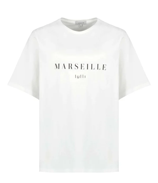 a Prix Discount Tee-shirt Lulli Marseille Col Rond Coton Bio Blanc, Collaboration Jeanne Vouland X Lulli 1