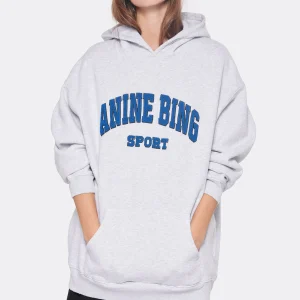 ANINE BING Sweatshirt Hoodie Tyler Coton Gris Retour Facile et Gratuit 8