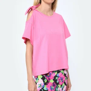 boutique pas cher Tara Jarmon Tee-shirt Tarabow Coton Rose 12