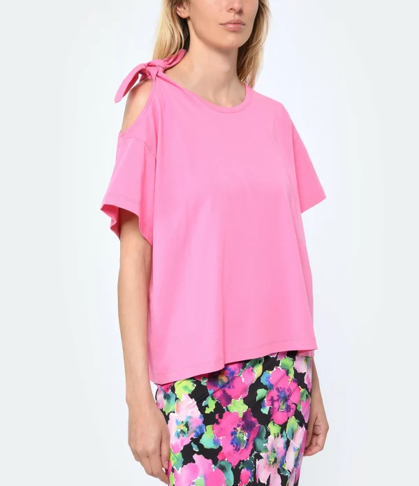 boutique pas cher Tara Jarmon Tee-shirt Tarabow Coton Rose 4