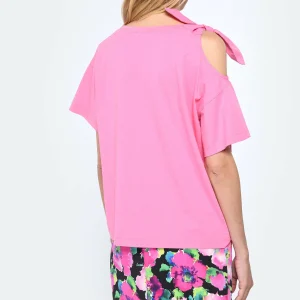 boutique pas cher Tara Jarmon Tee-shirt Tarabow Coton Rose 16