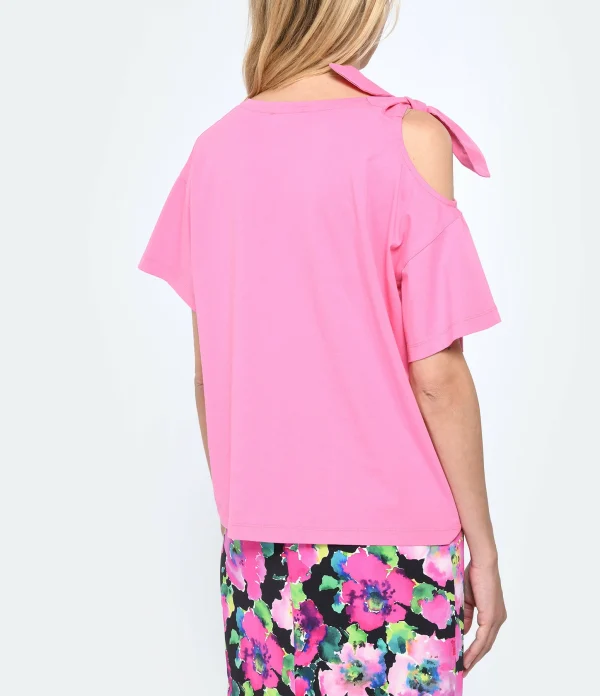 boutique pas cher Tara Jarmon Tee-shirt Tarabow Coton Rose 6