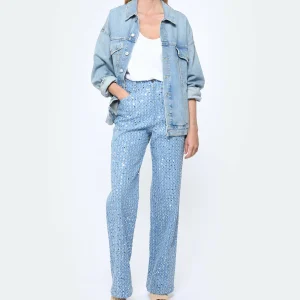 marque pas cher ROTATE Jean Denim Sequins Bleu 8