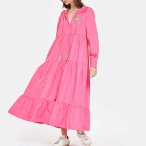 MIRA MIKATI Robe Manches Longues Broderie Coton Rose de garantie authentique 7