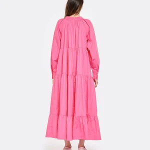 MIRA MIKATI Robe Manches Longues Broderie Coton Rose de garantie authentique 9