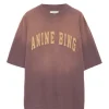 marque pas cher ANINE BING Tee-shirt Avi Coton Organique Bordeaux Délavé 16