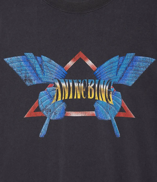 achat pas cher ANINE BING Tee-shirt Lili Coton Noir Délavé 3