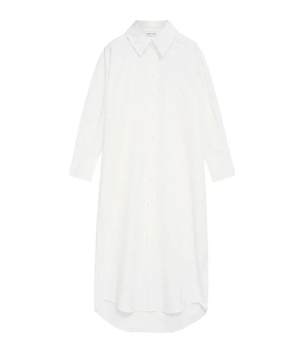 marques pas cher ANINE BING Robe Mika Coton Blanc 1