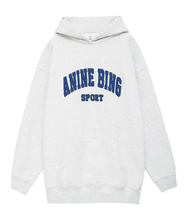 ANINE BING Sweatshirt Hoodie Tyler Coton Gris Retour Facile et Gratuit 1