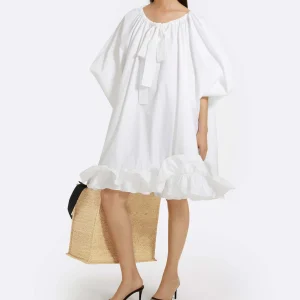 PATOU Robe Froufrou Coton Blanc prix le plus bas 12