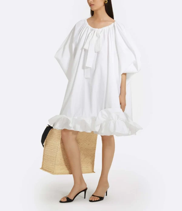 PATOU Robe Froufrou Coton Blanc prix le plus bas 4