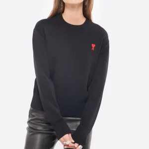 qualité d’originales AMI Paris Pull Ami De Cœur Laine Noir 11