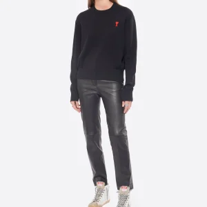 qualité d’originales AMI Paris Pull Ami De Cœur Laine Noir 13