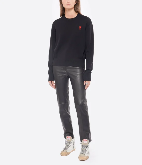 qualité d’originales AMI Paris Pull Ami De Cœur Laine Noir 5