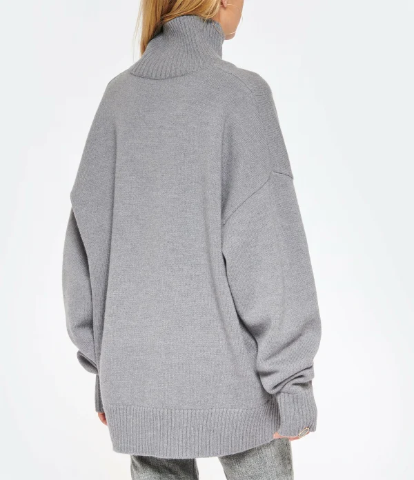 en solde AMI Paris Pull Unisexe Ami De Cœur Laine Gris Noir 5