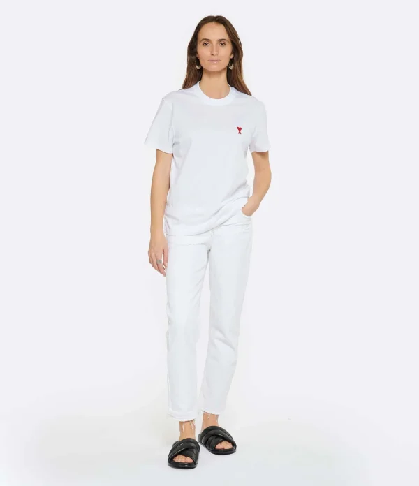 Vente AMI Paris Tee-shirt Unisexe Ami De Cœur Coton Biologique Blanc 5