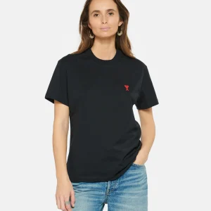 en ligne officielle AMI Paris Tee-shirt Unisexe Ami De Cœur Coton Biologique Noir 10