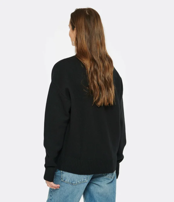 AMI Paris Pull Unisexe Oversize Ami De Cœur Col Rond Laine Noir Rouge livraison la plus rapide 5