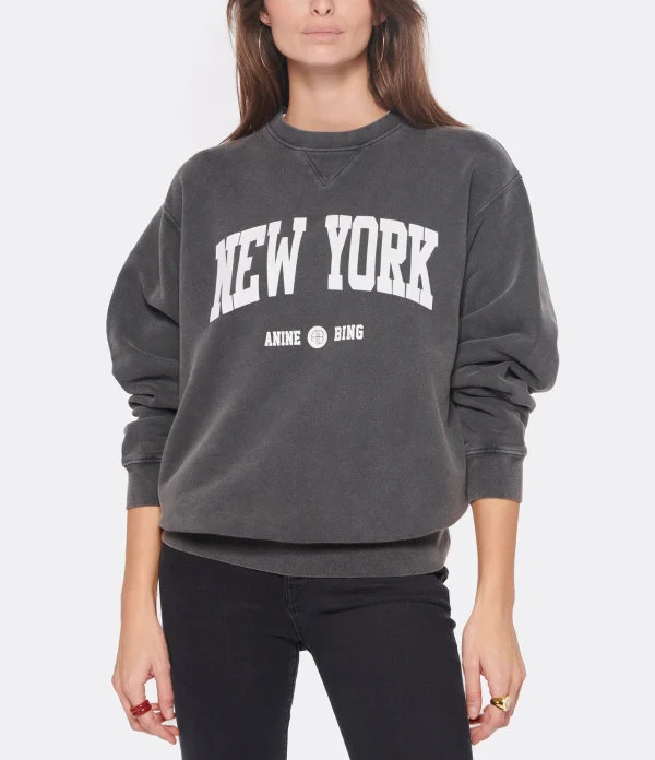 boutiqued en ligne ANINE BING Sweatshirt Ramona NY Coton Organique Noir Délavé 3