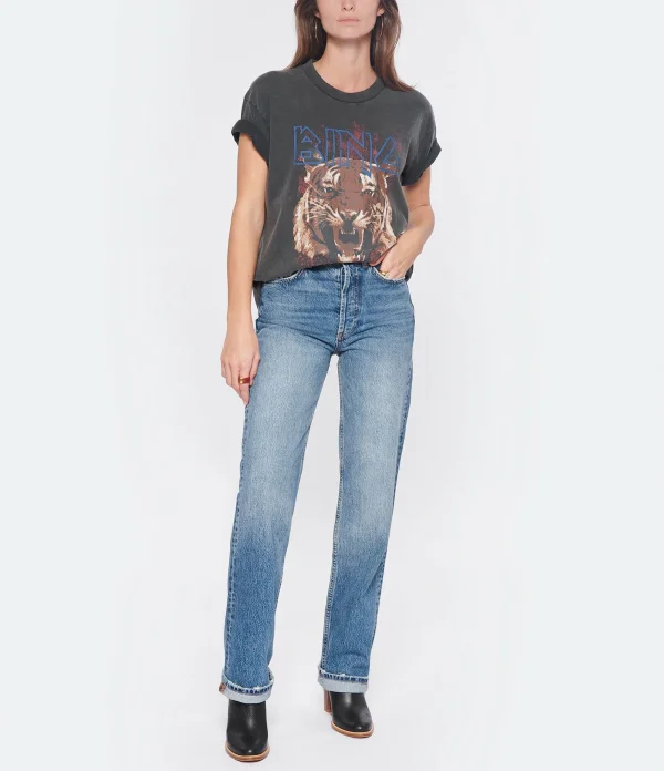 ANINE BING Jean Kat Coton Bleu vente en ligne pas cher 4