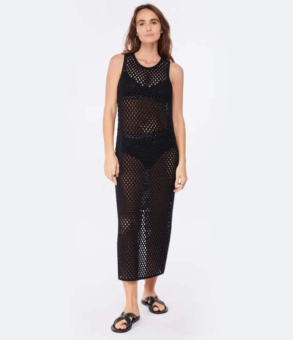 en vente ANINE BING Robe Veronica Coton Crochet Noir 3