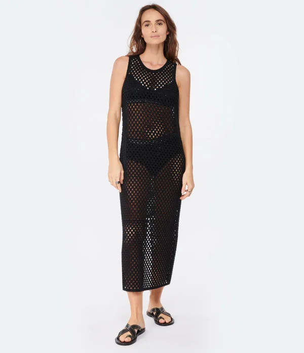 grand choix ANINE BING Robe Veronica Coton Crochet Noir 3