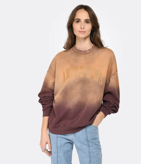 ANINE BING Sweatshirt Harvey Coton Marron Délavé Pas Cher soldes France 3