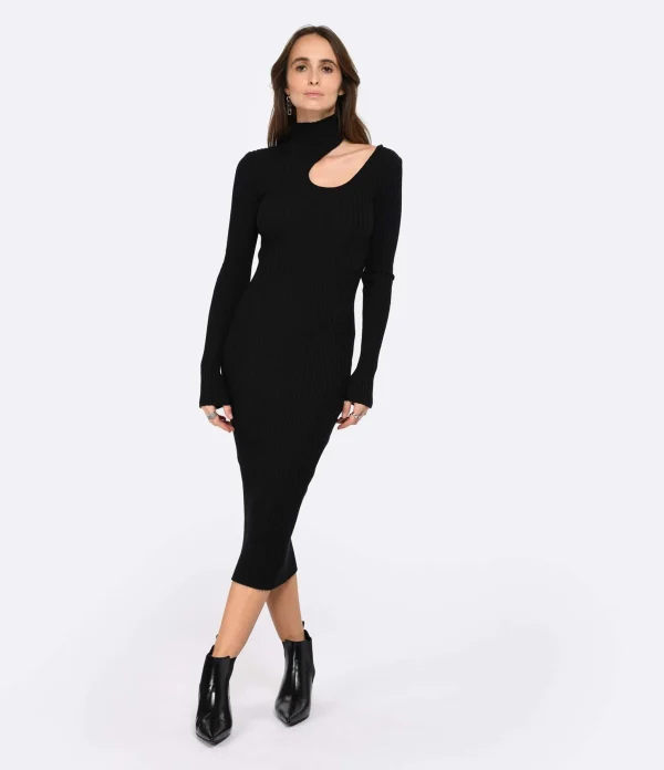 ANINE BING Robe Victoria Coton Noir boutique pas cher 3