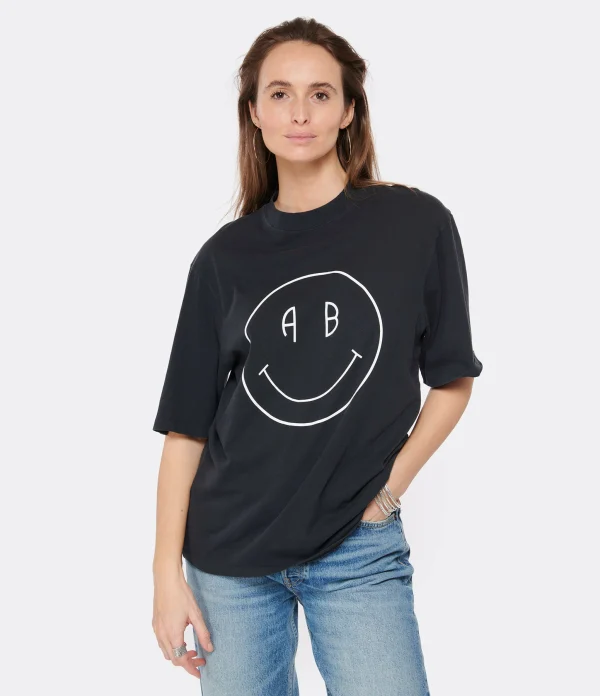 Paiement sécurisé ANINE BING Tee-shirt Avi Smiley Coton Organique Noir 4