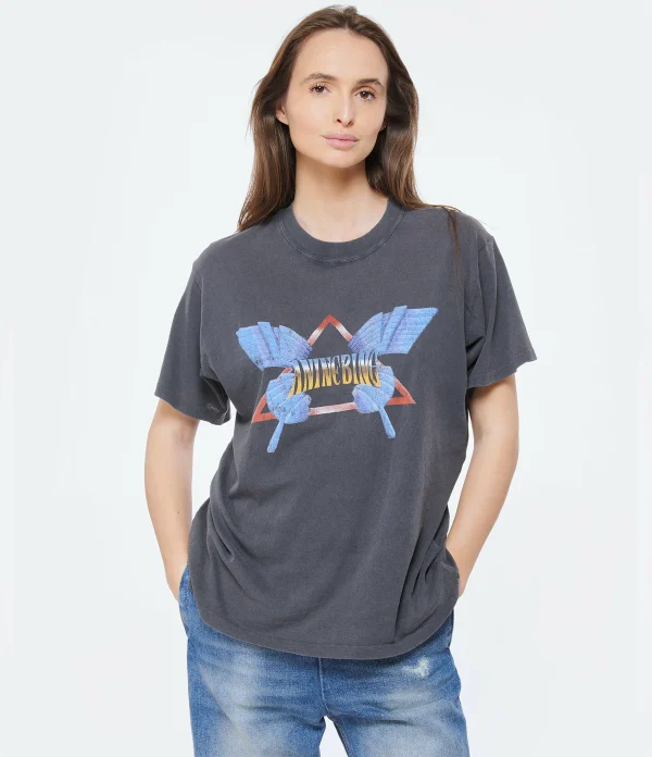 achat pas cher ANINE BING Tee-shirt Lili Coton Noir Délavé 4