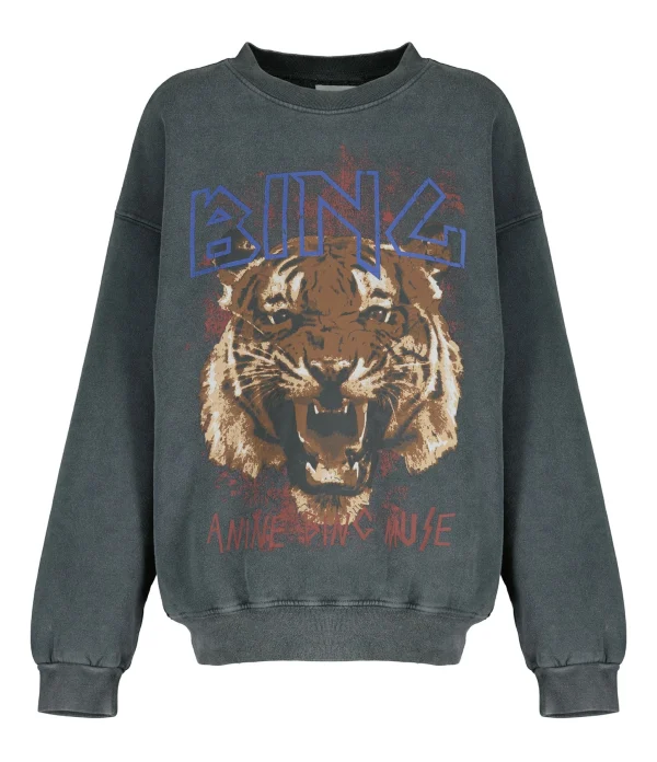 beauté ANINE BING Sweatshirt Tiger Coton Organique Gris 1