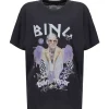 Tee-shirt Lili Elton John Coton Noir Délavé, Collaboration Anine Bing X Terry O’Neill X IScreamColour magasins pas chers 14