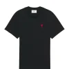 en ligne officielle AMI Paris Tee-shirt Unisexe Ami De Cœur Coton Biologique Noir 14