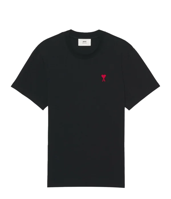 en ligne officielle AMI Paris Tee-shirt Unisexe Ami De Cœur Coton Biologique Noir 1