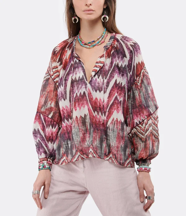 CHUFY Blouse Dante Coton Imprimé Calvi Pink site pas cher 4