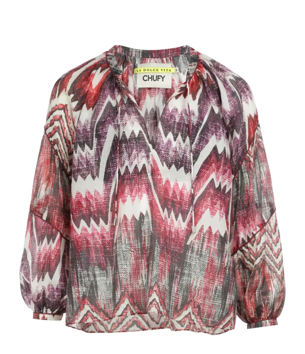 CHUFY Blouse Dante Coton Imprimé Calvi Pink site pas cher 1