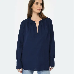 CLOSED Blouse Lin Coton Bleu Foncé soldes de Noël 11