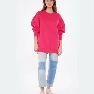 CLOSED Sweatshirt Oversized Coton Rose Framboise grande marque pas cher 15