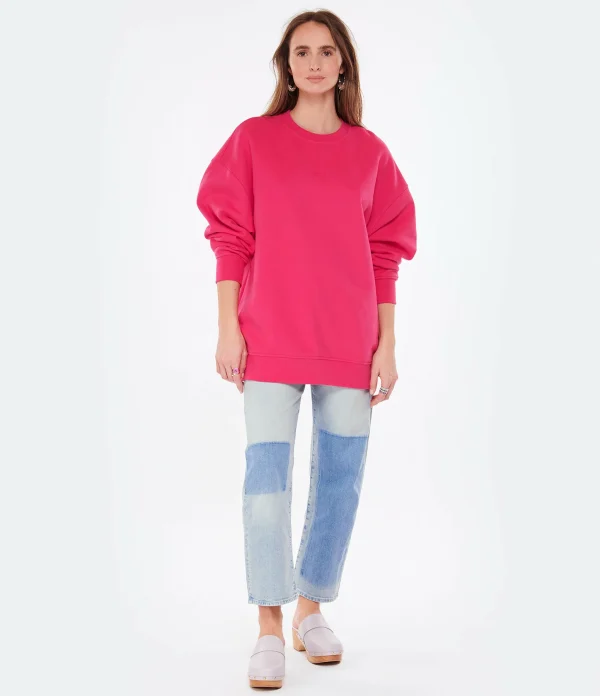 CLOSED Sweatshirt Oversized Coton Rose Framboise grande marque pas cher 6