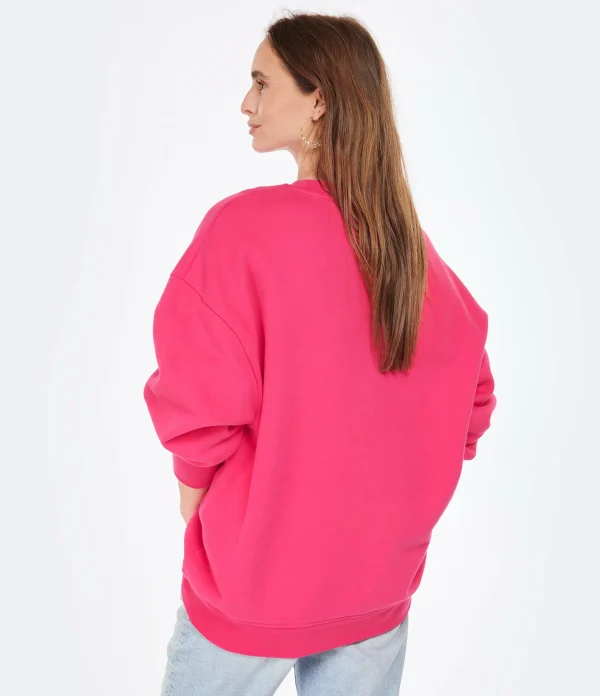 CLOSED Sweatshirt Oversized Coton Rose Framboise grande marque pas cher 5