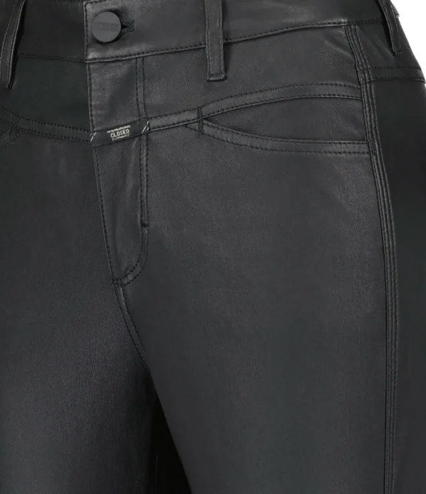 dernières CLOSED Jean Skinny Pusher Cuir Agneau Noir 3