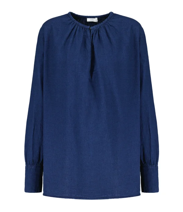 CLOSED Blouse Lin Coton Bleu Foncé soldes de Noël 1