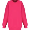 CLOSED Sweatshirt Oversized Coton Rose Framboise grande marque pas cher 20