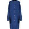 Officielle CLOSED Robe Chemise Lin Coton Bleu Foncé 13