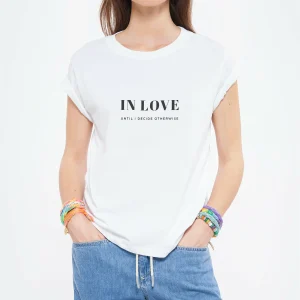 DEAR JULIETTE Tee-shirt In Love Coton Biologique Blanc haute qualité 11